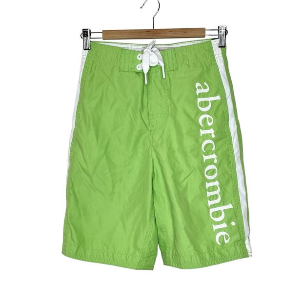 Abercrombie & Fitch Boys Y2K Swim Trunks Green Size M Board Shorts Spellout - Picture 1 of 6